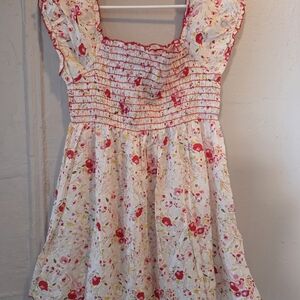 Floral Kids Dress in White and Red
